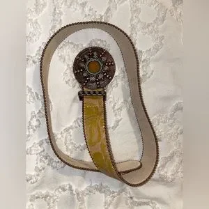 Vintage Genuine Leather Belt 
Semi-precious stones
Finest European Crystals Vintage Leopard Print Rhinestone Belt: Leather Rock Glam  main image 4